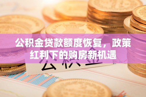 盐埕公积金贷款额度恢复，政策红利下的购房新机遇