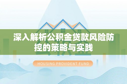 盐埕深入解析公积金贷款风险防控的策略与实践